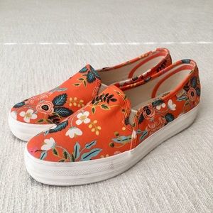 Orange Rifle Paper Co./Keds triple decker slip ons